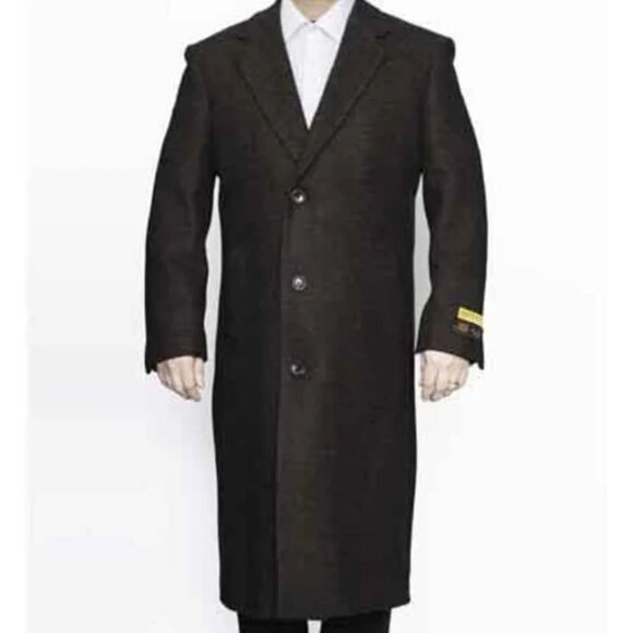 3 Button Ankle length Wool Dress Brown Top...